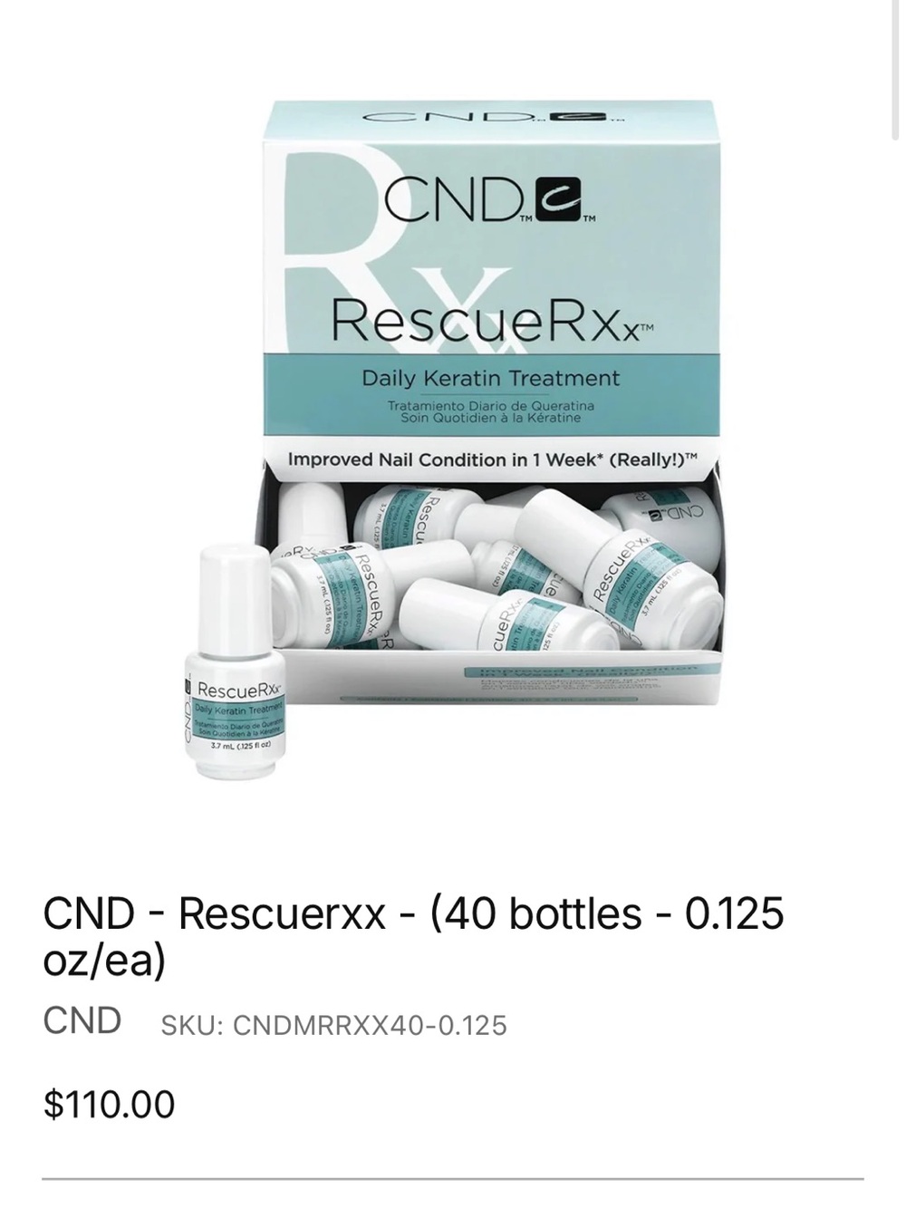 CND RescueRxx Daily Keratin Treatment - Teal/White (40 Bottles)